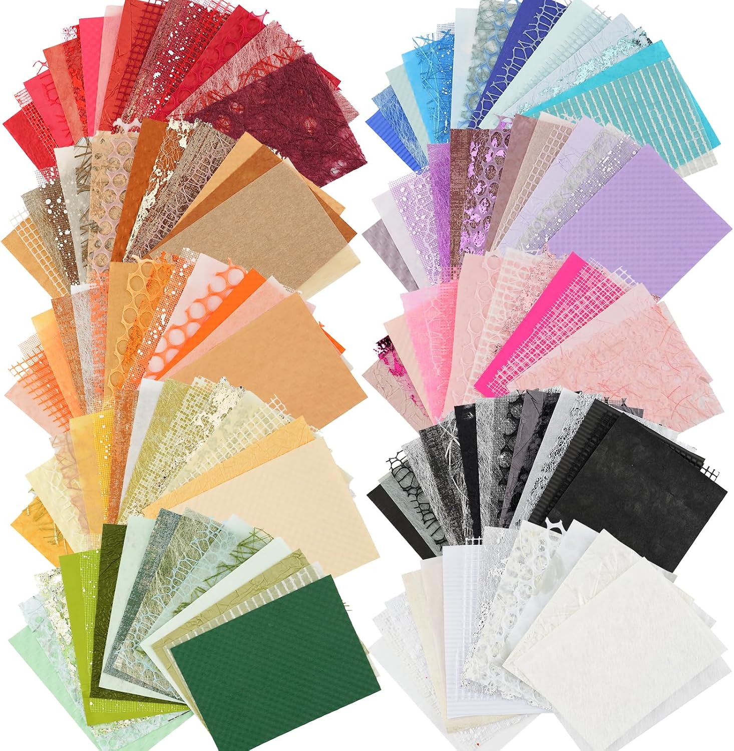160 Sheets Textured Scrapbook Paper and Mesh Fabric Assorted Set