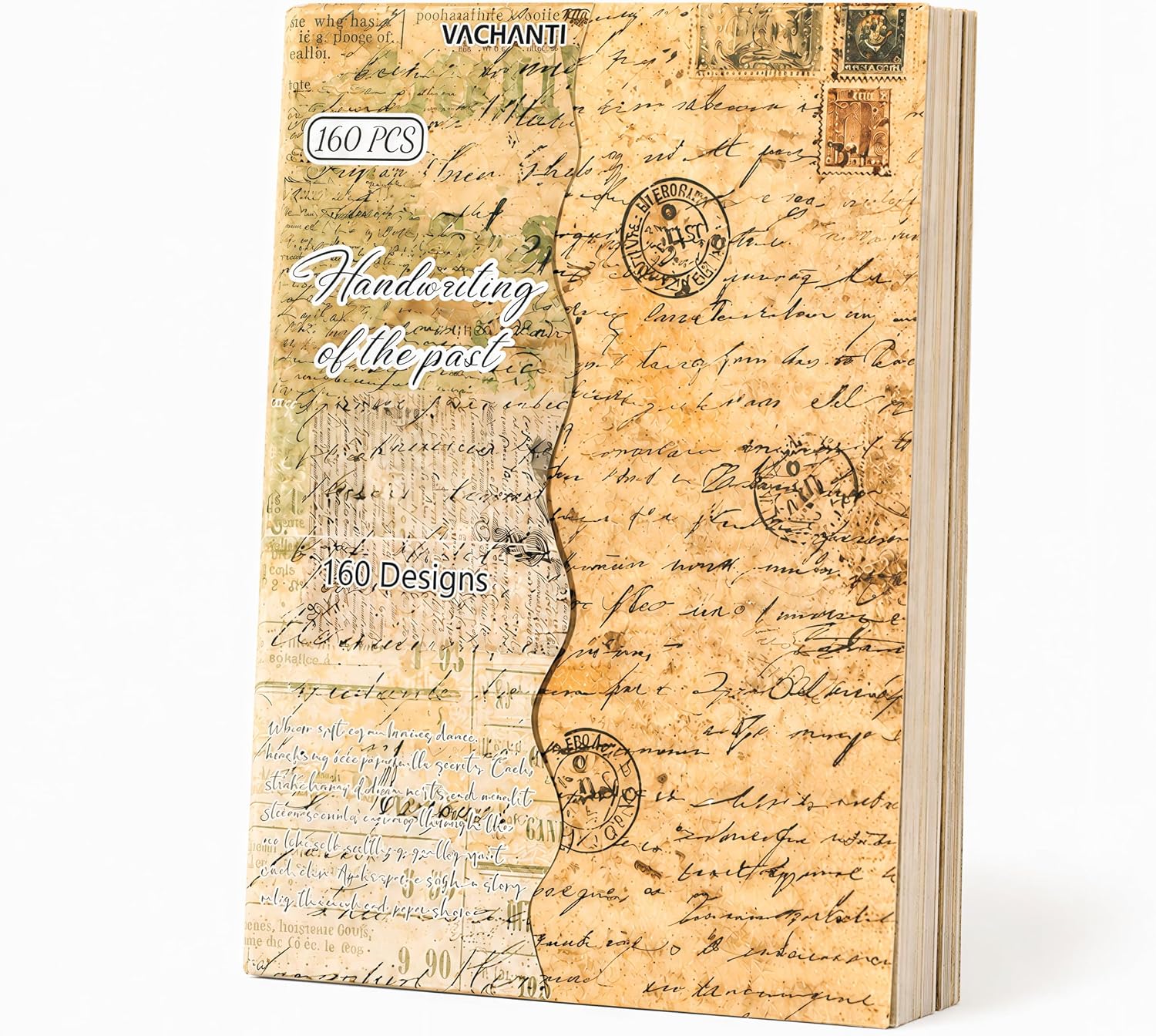 160 Sheets Vintage Scrapbook Paper Pack, Lightweight Decorative Paper Unique Designs