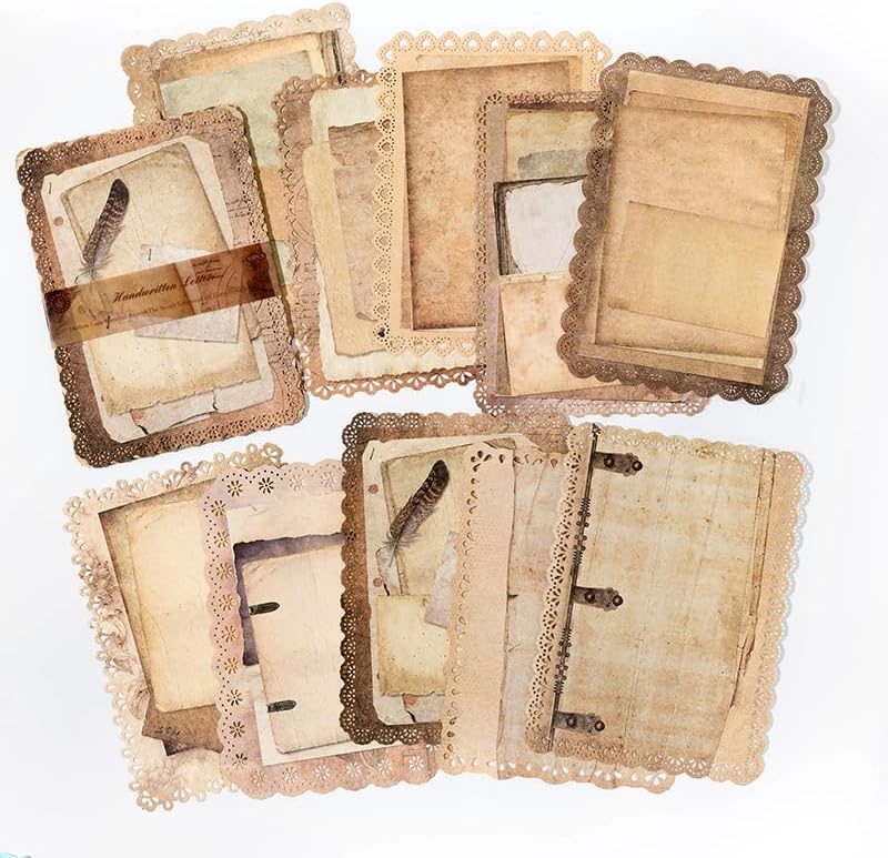 Diuhofart 30 Sheets Lace Edged Vintage Scrapbook Paper, Assorted Set – 3 Pack Background Stationery Paper Ephe - view 9