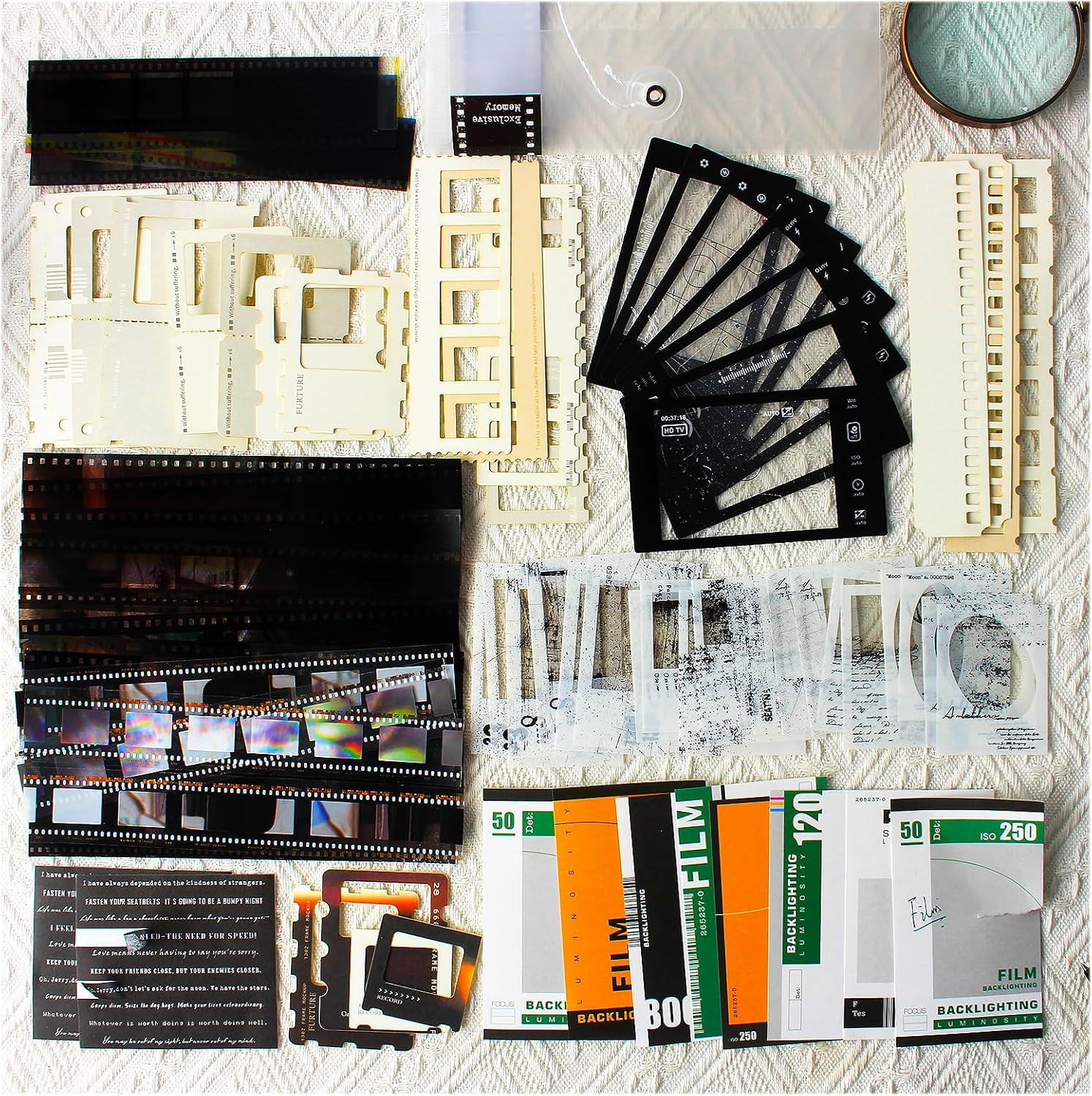 Diuhofart 94Pcs Scrapbooking Supplies Kit, Old Film Strips Photo Frames for Junk Journal Supplies, Scrap Booki