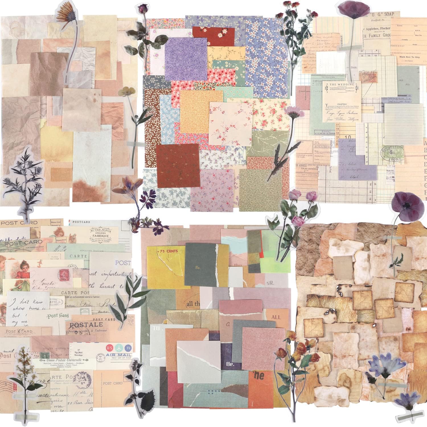 GNILLKO 445 PCS Vintage Scrapbook Supplies Kit