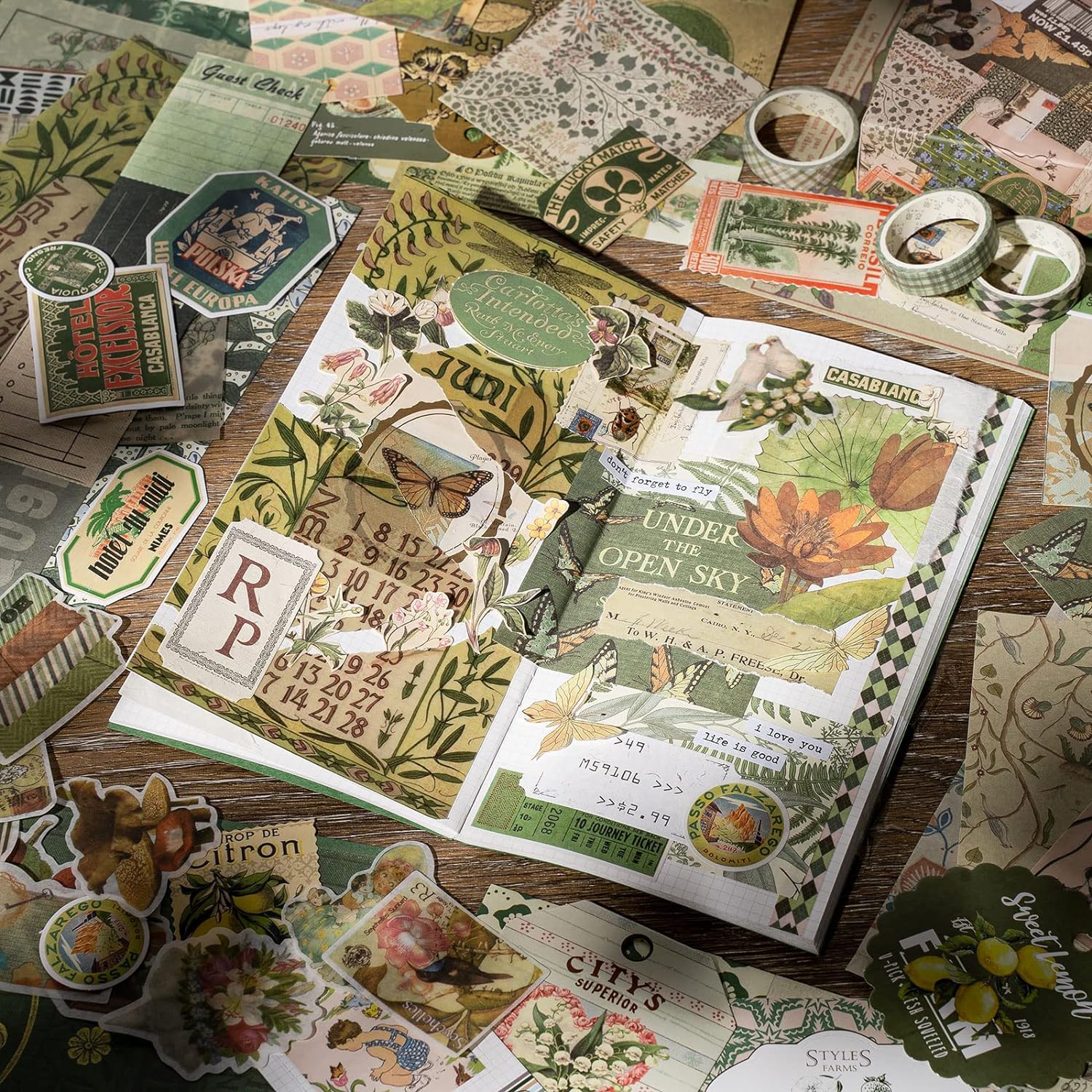 JOYCHOIC Vintage Junk Journal Supplies Aesthetic Journaling Kit, Scrapbook Papers Stickers Large Collection fo - view 2