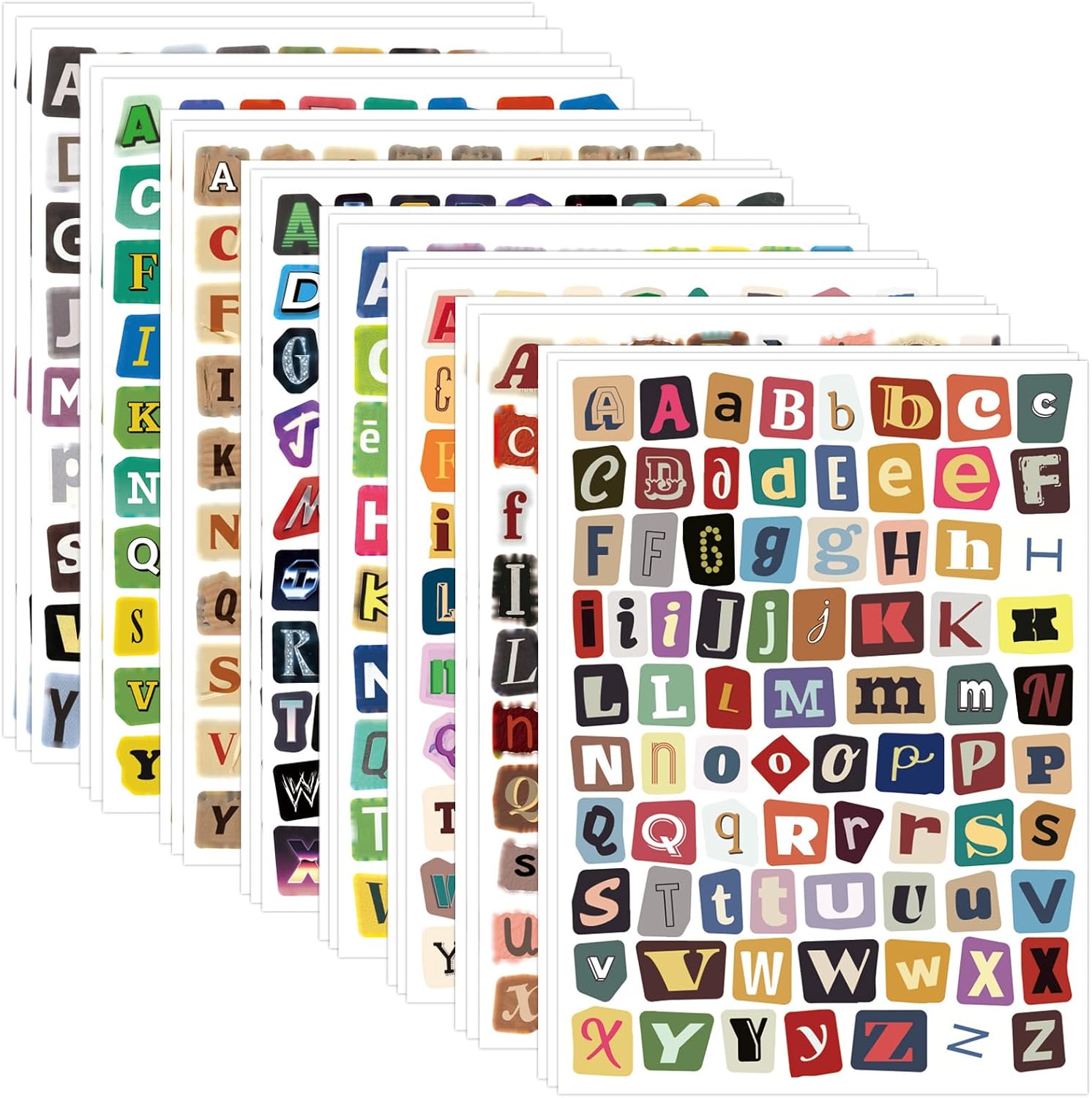 PRSTINCOL 1900+ Magazine Letter Stickers,Vintage Scrapbook 24 Sheets Letters Stickers,Ransom Alphabet Stickers